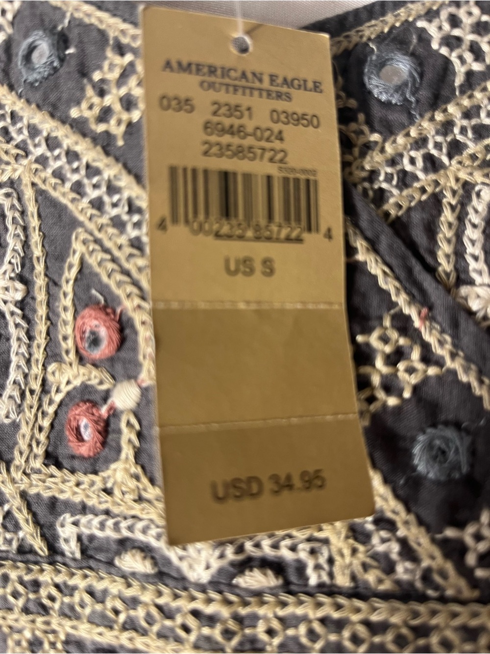 American Eagle Outfitters Boho embellished cropped top - Picture 5 of 5